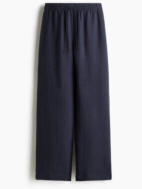 H&M Linen-Blend Pants Navy Size: XX-Small NWT
